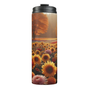 Herbstbäume/Feld mit Mäuse Thermosbecher