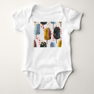 Herbstbäume: Handgemalte Wasserfarbe Nahtlos Baby Strampler