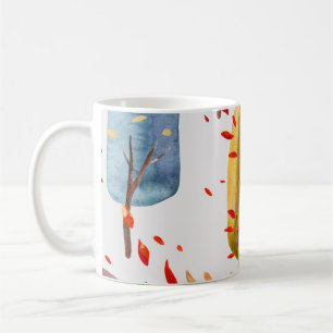 Herbstbäume: Handgemalte Wasserfarbe Nahtlos Kaffeetasse