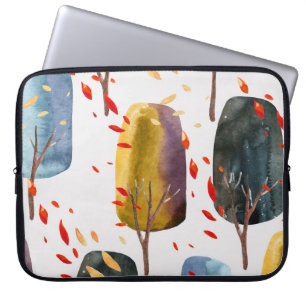 Herbstbäume: Handgemalte Wasserfarbe Nahtlos Laptopschutzhülle