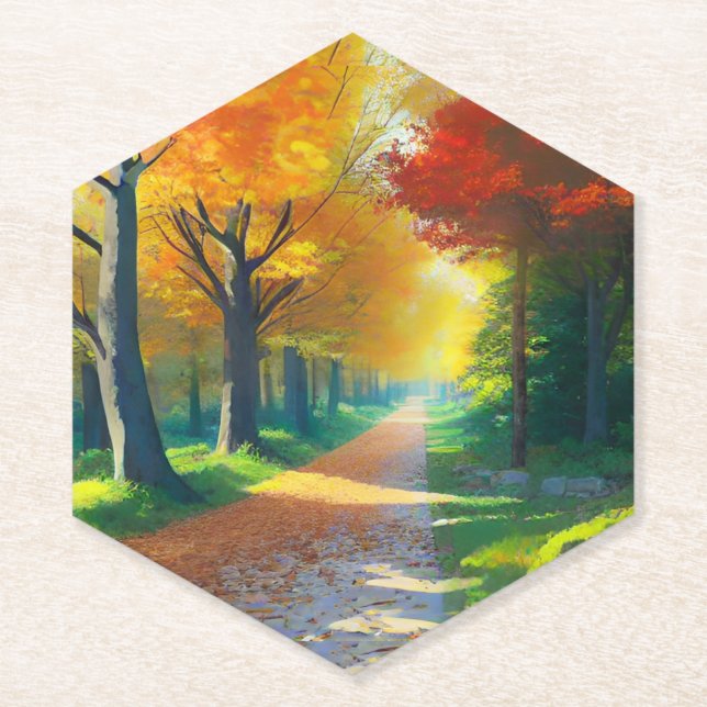 Herbstbäume im Wald- Untersetzer (Vorderseite)