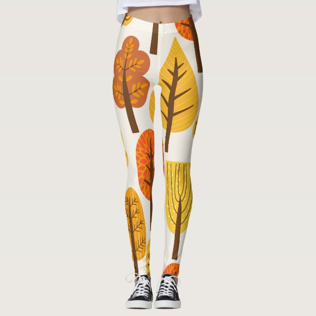 Herbstbäume, nahtloses Muster. Leggings (Vorderseite)