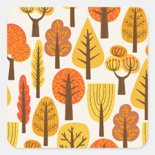 Herbstbäume, nahtloses Muster. Quadratischer Aufkleber