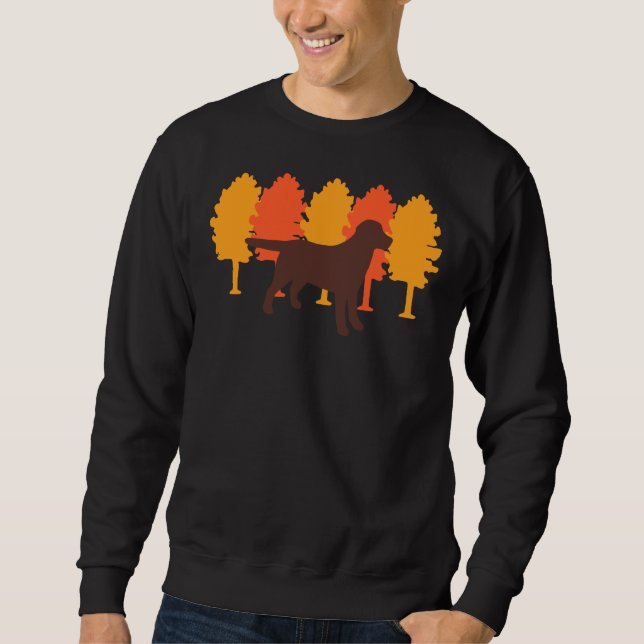 Herbstbäume Schokolade Labrador-Silhouette Sweatshirt (Vorderseite)