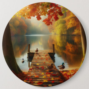 Herbstbäume & See mit Enten Button