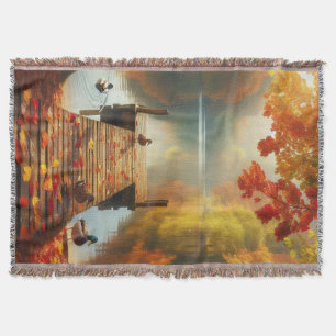 Herbstbäume & See mit Enten Decke