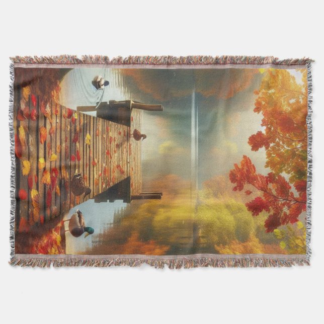 Herbstbäume & See mit Enten Decke (Vorderseite)