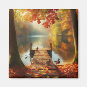 Herbstbäume & See mit Enten Magnet