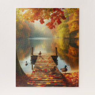 Herbstbäume & See mit Enten Puzzle