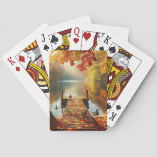Herbstbäume & See mit Enten Spielkarten