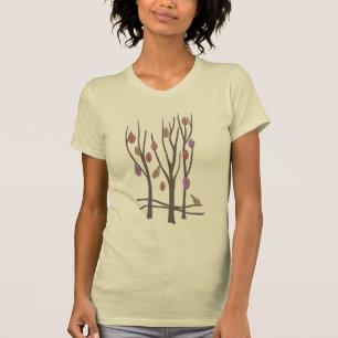 Herbstbäume und Blätter fallen lila Druckfarben T  T-Shirt