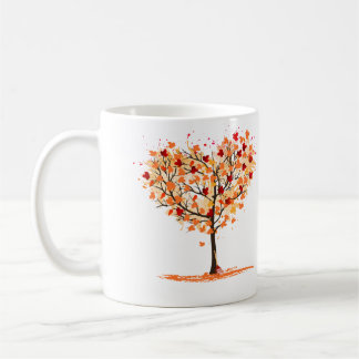 Herbstbaumherz, Tasse, Herbstblätter Kaffeetasse