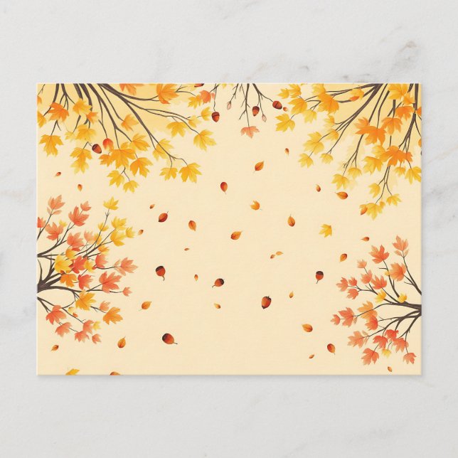 Herbstbaumkanopien Wasserfarbe auf weichem Ocker Postkarte (Vorderseite)