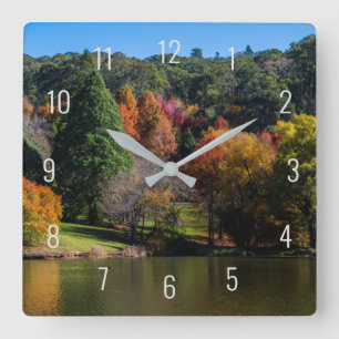 Herbstbaumkolornen Seepromenade Quadratische Wanduhr
