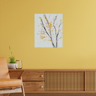 Herbstbaumzweige mit gelben Herbstblättern Poster