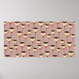 Herbstbecher Blume nahtlos in Braun und p Poster