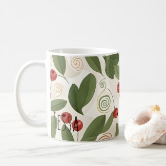Herbstbeeren und botanisches Blätter Muster Kaffeetasse