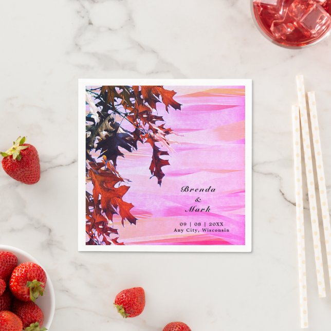 Herbstbelaves Orange Pink Swirl Hochzeit Napkins Serviette (Beispiel)