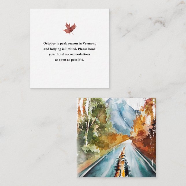 Herbstbergshotel Hochzeit Unterkunft Begleitkarte (Vorne/Hinten)