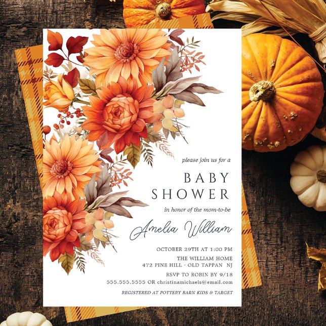 Herbstblase Floral Baby Shower Einladung (Von Creator hochgeladen)