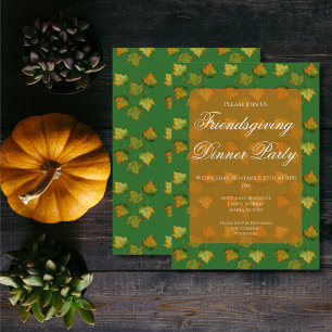 Herbstblatt-Aquarell Friendsgiving-Dinnerparty Einladung