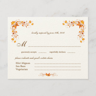 Herbstblatt Hochzeitkarte RSVP mit Umschlag Karte
