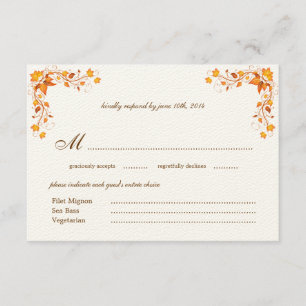 Herbstblatt Hochzeitkarte RSVP mit Umschlag Karte
