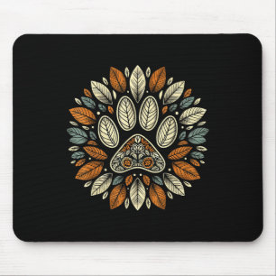 Herbstblatt-Hundepfotenabdruck Herbst-Ahornblatt-D Mousepad