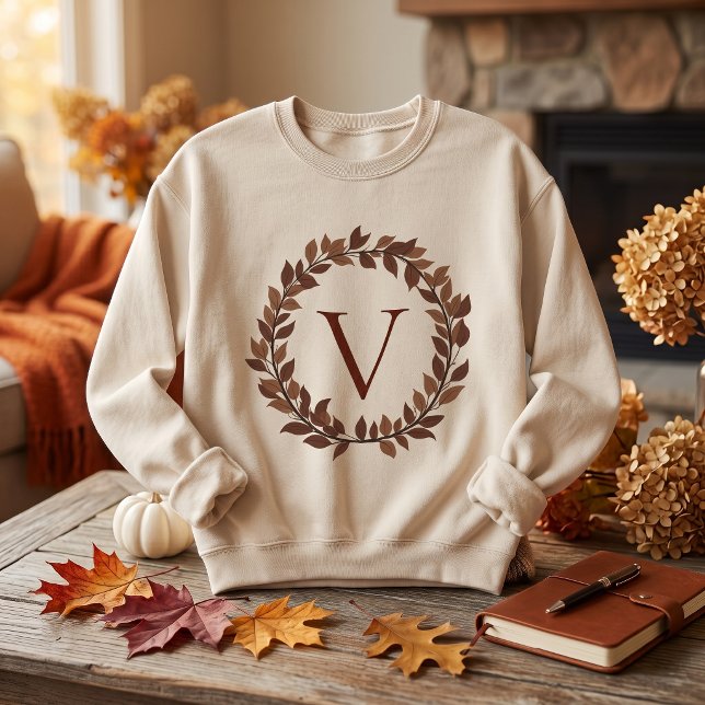 Herbstblatt-Monogramm Initiale Herbstdesign Sweatshirt (Autumn Leaf Monogram Initial Name Fall Design Tote Bag
)