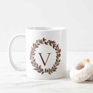 Herbstblatt-Monogramm-Initialname Herbstdesign Kaffeetasse
