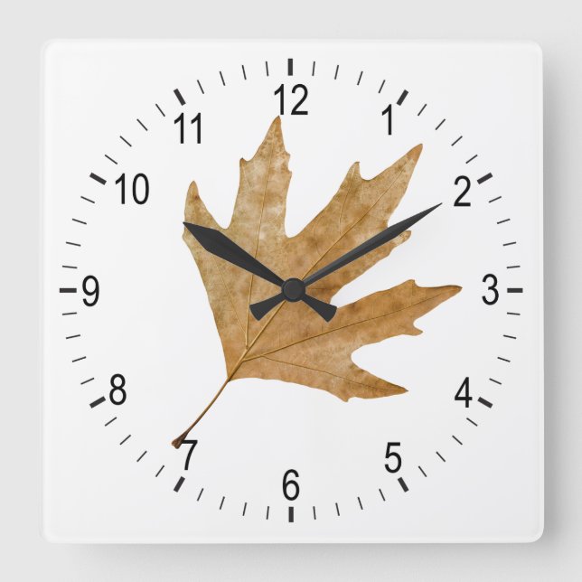 Herbstblatt Quadratische Wanduhr (Vorderseite)