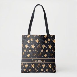 Herbstblatt Schwarzes Muster Tote Tasche