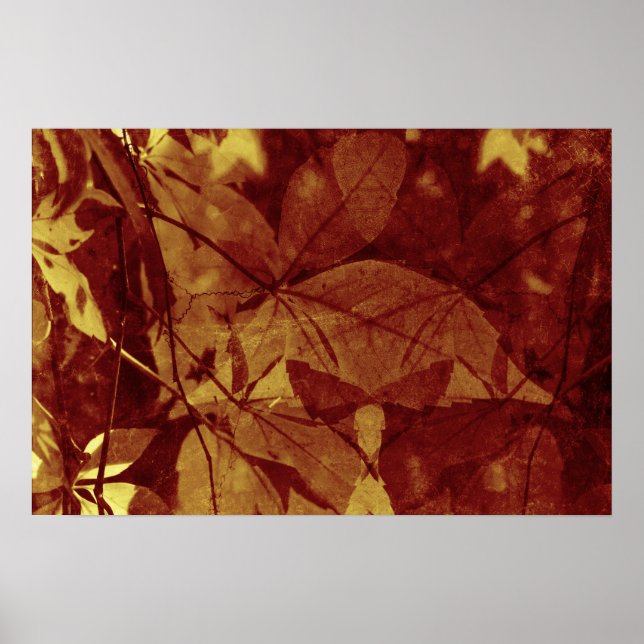 Herbstblätter Abstrakte Ockertöne Poster (Vorne)