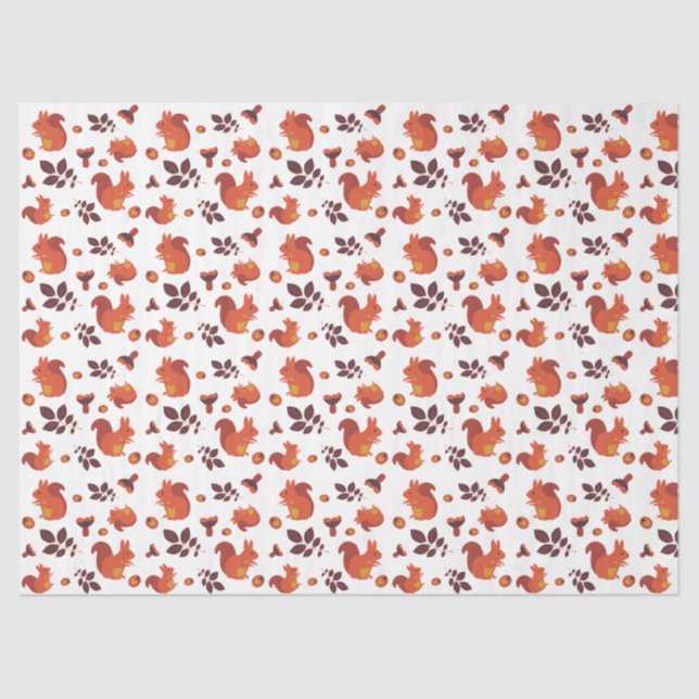 Herbstblätter, Acorn- und Eichhörnchenmuster Seidenpapier (Vorderseite)