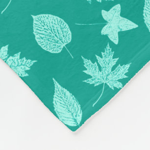 Herbstblätter - Aqua und Türkis Fleecedecke
