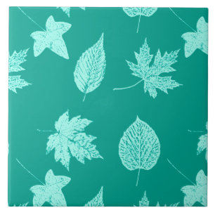 Herbstblätter - Aqua und Türkis Fliese