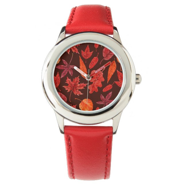 Herbstblätter, Aquarell Armbanduhr (Vorderseite)