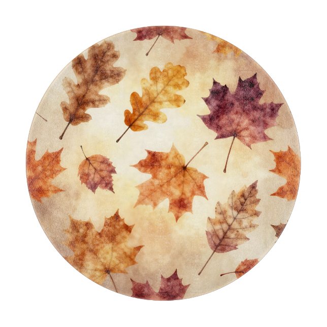 Herbstblätter Aquarell Herbstmuster Schneidebrett (Vorderseite)
