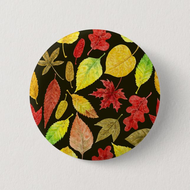 Herbstblätter, Aquarellfarbe Button (Vorderseite)