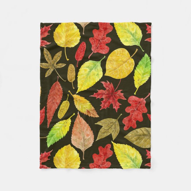 Herbstblätter, Aquarellfarbe Fleecedecke (Vorderseite)