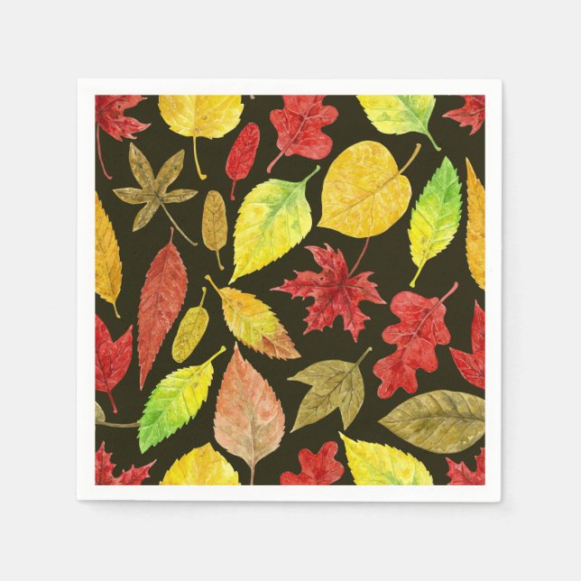 Herbstblätter, Aquarellfarbe Serviette (Vorderseite)