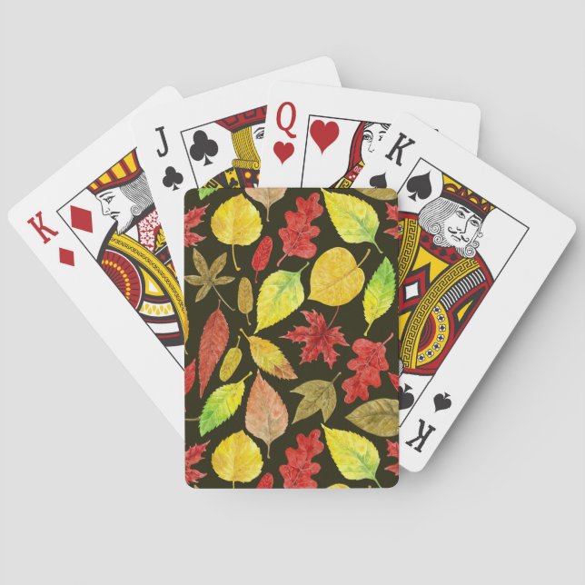 Herbstblätter, Aquarellfarbe Spielkarten (Rückseite)