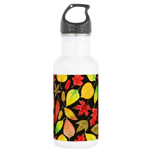 Herbstblätter, Aquarellfarbe Trinkflasche (Vorderseite)