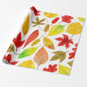Herbstblätter, Aquarellfarbe weiß Geschenkpapier