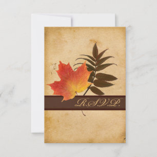 Herbstblätter auf altem Papier Antwortkarte II - K RSVP Karte
