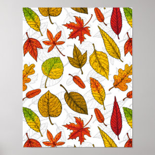 Herbstblätter auf weiß poster