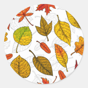 Herbstblätter auf weiß runder aufkleber