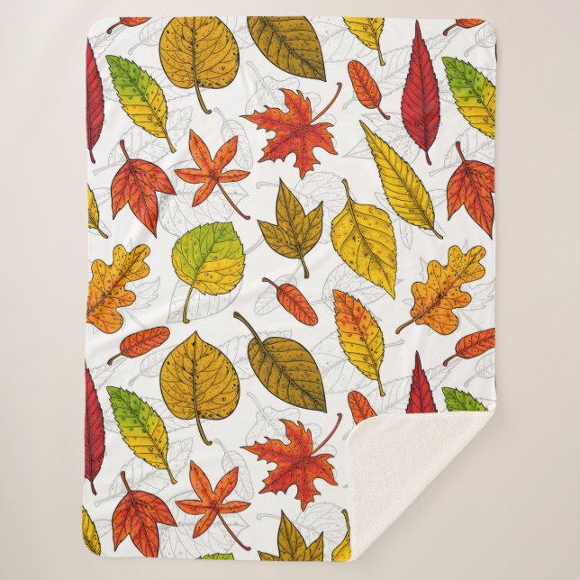 Herbstblätter auf weiß sherpadecke (Vorderseite)