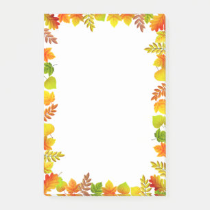 Herbstblätter auf weißen To-Do-Post-it-Notes Post-it Klebezettel