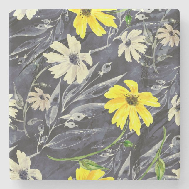 Herbstblätter, Beeren: Aquarellmuster. Steinuntersetzer (Vorderseite)